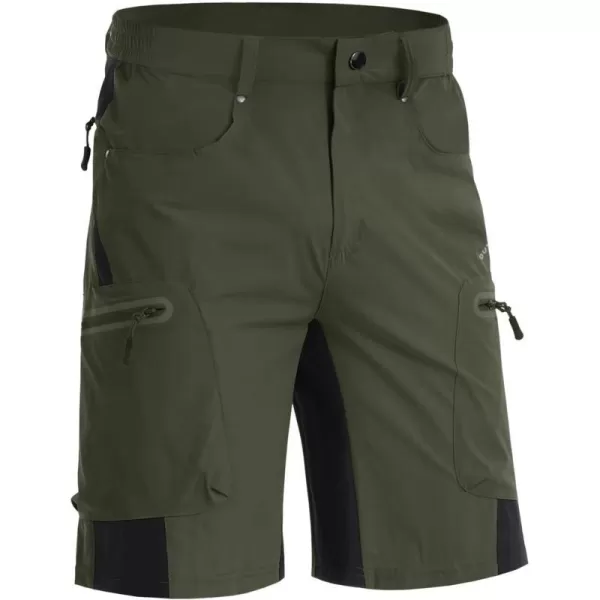 MAGNIVIT Mens Hiking Shorts Quick Dry Cargo Shorts Above Knee Tactical Military Shorts with MultiPocketsArmy Green