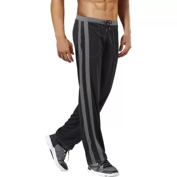 MAGNIVIT Mens Lightweight Athletic Pants Mesh Sweatpants Open Bottom with PocketsBlack Grey