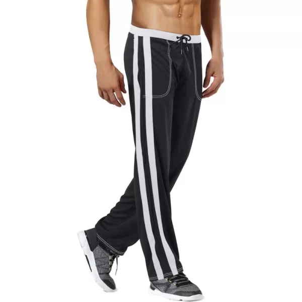 MAGNIVIT Mens Lightweight Athletic Pants Mesh Sweatpants Open Bottom with PocketsBlack White