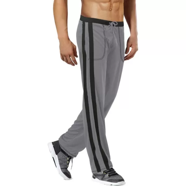 MAGNIVIT Mens Lightweight Athletic Pants Mesh Sweatpants Open Bottom with PocketsGrey