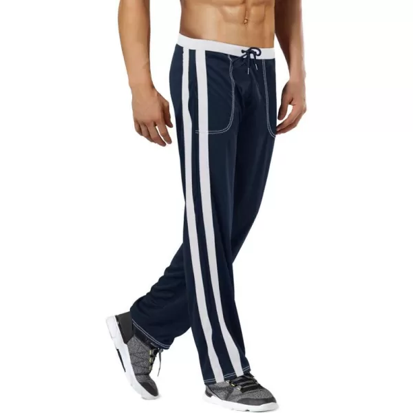 MAGNIVIT Mens Lightweight Athletic Pants Mesh Sweatpants Open Bottom with PocketsNavy Blue