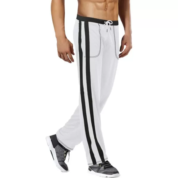 MAGNIVIT Mens Lightweight Athletic Pants Mesh Sweatpants Open Bottom with PocketsWhite