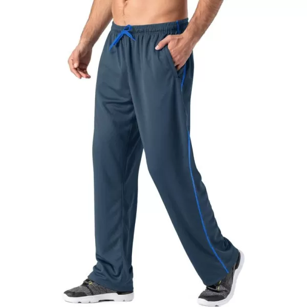 MAGNIVIT Mens Lightweight Sweatpants Loose Fit Open Bottom Mesh Athletic Pants with Zipper PocketsBlue Grey