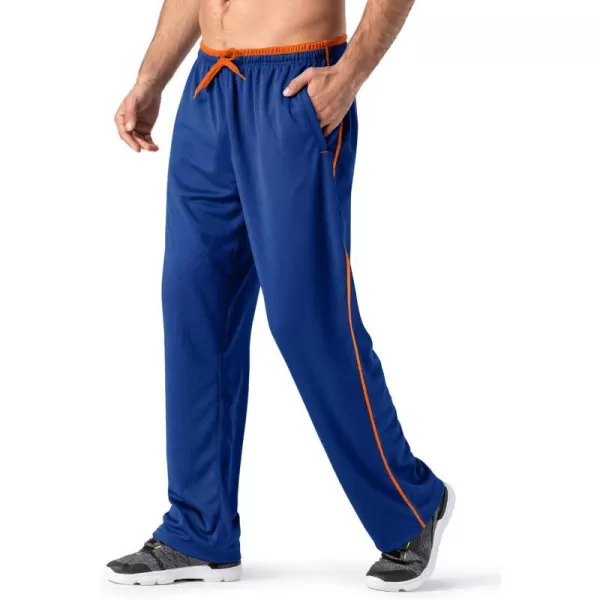 MAGNIVIT Mens Lightweight Sweatpants Loose Fit Open Bottom Mesh Athletic Pants with Zipper PocketsBright Blue Orange