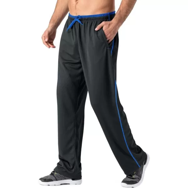 MAGNIVIT Mens Lightweight Sweatpants Loose Fit Open Bottom Mesh Athletic Pants with Zipper PocketsDark Grey Blue