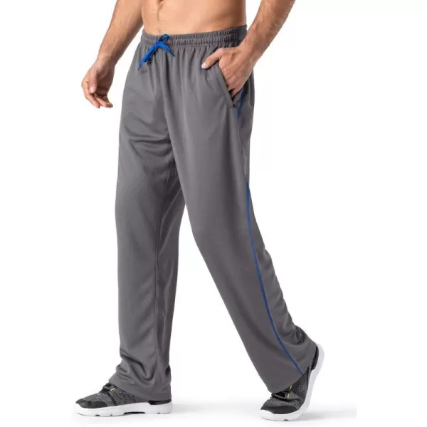 MAGNIVIT Mens Lightweight Sweatpants Loose Fit Open Bottom Mesh Athletic Pants with Zipper PocketsGrey