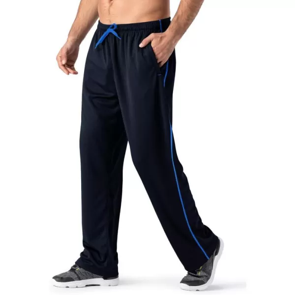 MAGNIVIT Mens Lightweight Sweatpants Loose Fit Open Bottom Mesh Athletic Pants with Zipper PocketsNavy Blue