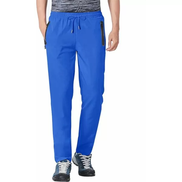 MAGNIVIT Mens Lightweight Sweatpants Open Bottom Quick Dry Running Joggers Athletic Pants with Zipper PocketsBlue