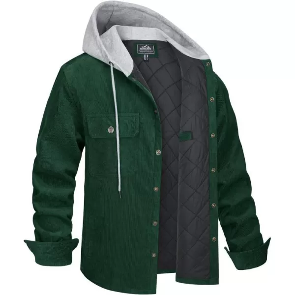 MAGNIVIT Mens Sherpa Fleece Jacket with Hood Casual Trucker Cargo Jacket Winter Warm Windproof Corduroy Jacket CoatsGreen