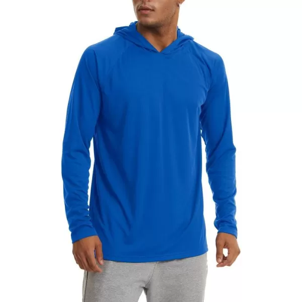 MAGNIVIT Mens Sun Protection Long Sleeve Shirt Performance UPF 50 Running Fishing Shirts with HoodBright Blue