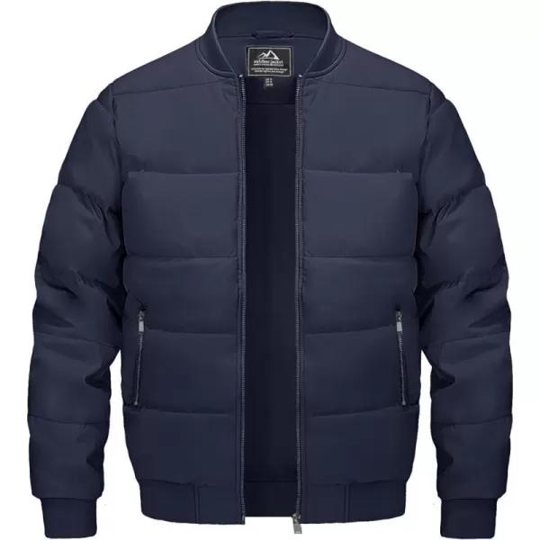 MAGNIVIT Mens Winter Bomber Jacket Quilted Full Zip Up Windproof Warm Coat Work Casual Athletic JacketNavy Blue