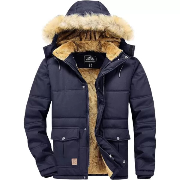 MAGNIVIT Mens Winter Jacket Puffer Coats Thicken Warm Fur Down Parka Jcket with Removable HoodBlack