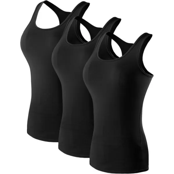 MAGNIVT Womens 3 Pack Dry Fit Compression Tank TopBlack