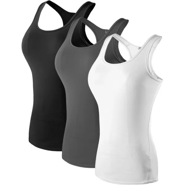 MAGNIVT Womens 3 Pack Dry Fit Compression Tank TopBlackgraywhite