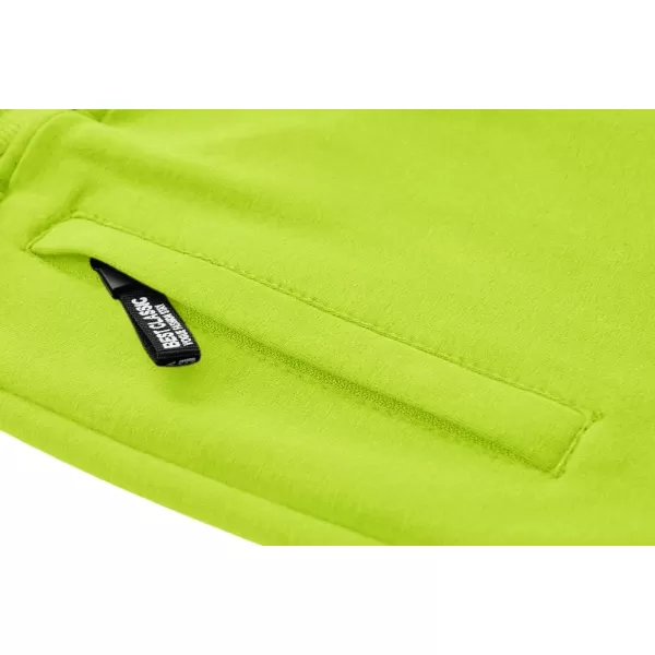 imageMAGNIVIT Mens 34 Jogger Capri Pants Workout Gym Below Knee Shorts Zipper Pockets Jogger Sweatpant Capris for MenFluorescent Green