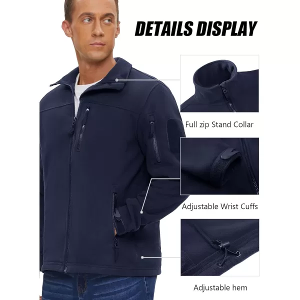 imageMAGNIVIT Mens Fleece Jackets Full Zip Tactical Jacket Fall Winter Hunting Windproof Soft Warm Polar Coats with 5 Zip PocketsNavy Blue