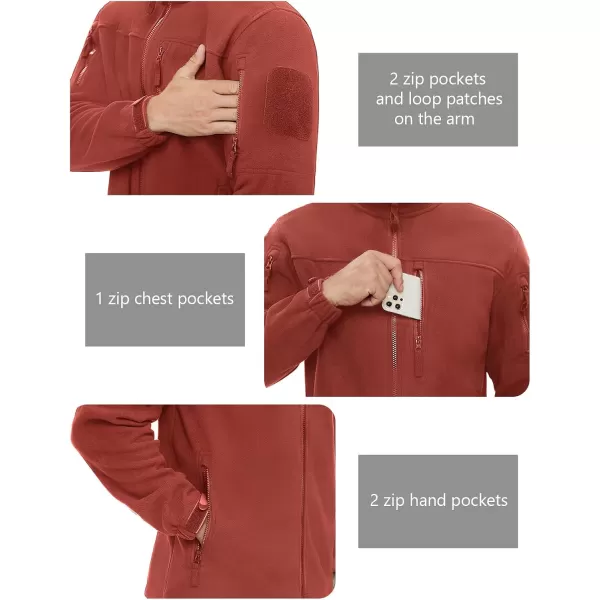 imageMAGNIVIT Mens Fleece Jackets Full Zip Tactical Jacket Fall Winter Hunting Windproof Soft Warm Polar Coats with 5 Zip PocketsRed