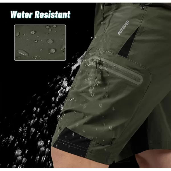 imageMAGNIVIT Mens Hiking Shorts Quick Dry Cargo Shorts Ripstop Tactical Water Repellent Work Shorts with MultiPocketsArmy Green