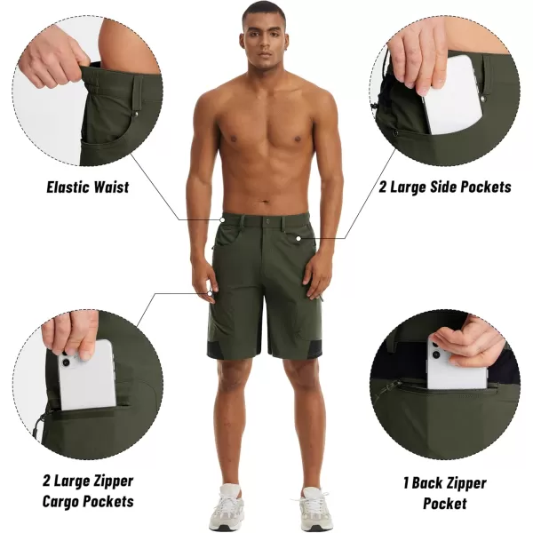 imageMAGNIVIT Mens Hiking Shorts Quick Dry Cargo Shorts Ripstop Tactical Water Repellent Work Shorts with MultiPocketsArmy Green