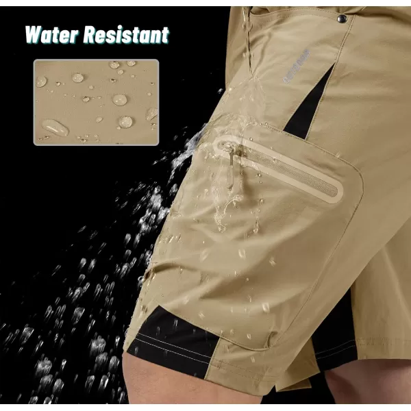 imageMAGNIVIT Mens Hiking Shorts Quick Dry Cargo Shorts Ripstop Tactical Water Repellent Work Shorts with MultiPocketsKhaki