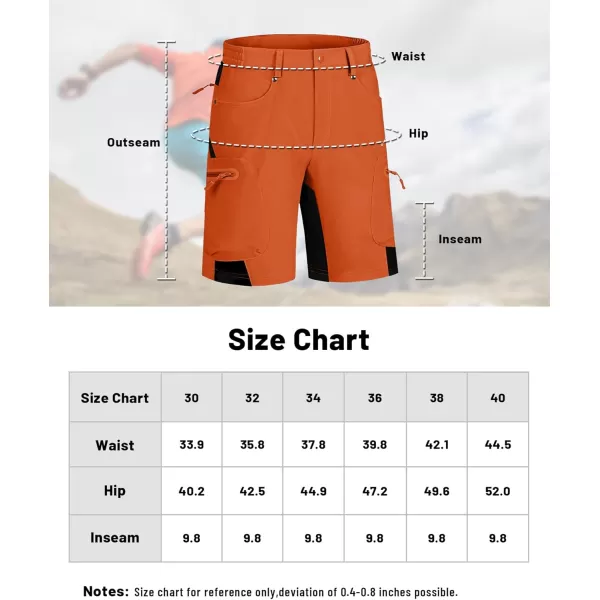 imageMAGNIVIT Mens Hiking Shorts Quick Dry Cargo Shorts Ripstop Tactical Water Repellent Work Shorts with MultiPocketsOrange