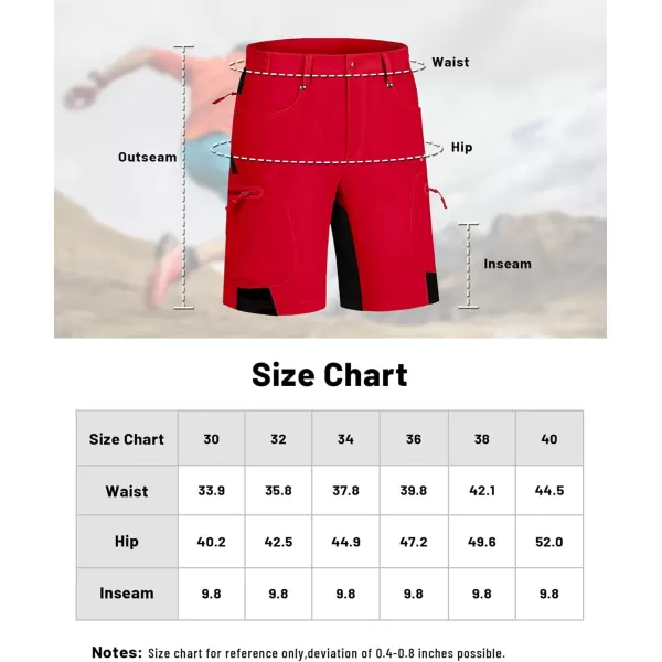 imageMAGNIVIT Mens Hiking Shorts Quick Dry Cargo Shorts Ripstop Tactical Water Repellent Work Shorts with MultiPocketsTomato Red