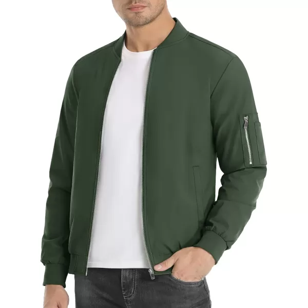 imageMAGNIVIT Mens Lightweight Bomber Jacket Windbreaker Casual Fall Spring Outdoor CoatArmy Green