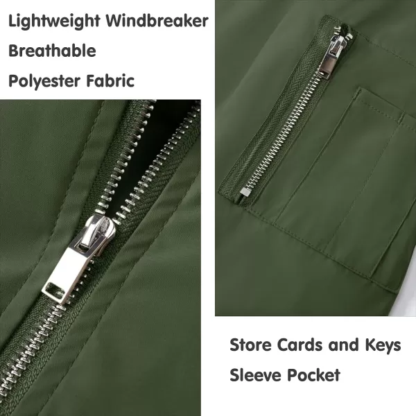 imageMAGNIVIT Mens Lightweight Bomber Jacket Windbreaker Casual Fall Spring Outdoor CoatArmy Green