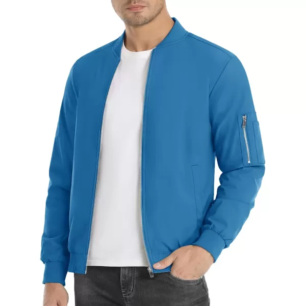 imageMAGNIVIT Mens Lightweight Bomber Jacket Windbreaker Casual Fall Spring Outdoor CoatBlue Green