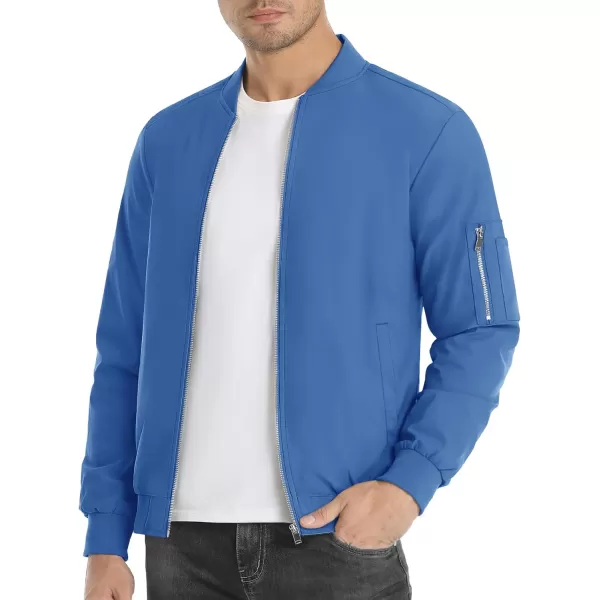 imageMAGNIVIT Mens Lightweight Bomber Jacket Windbreaker Casual Fall Spring Outdoor CoatBright Blue