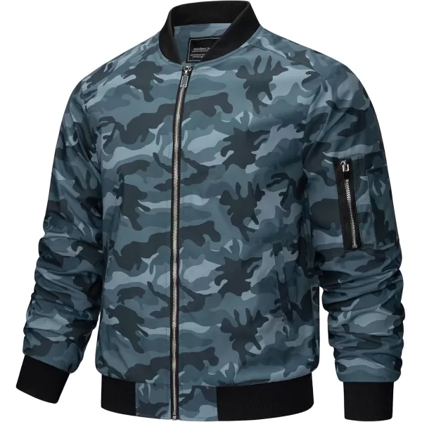 imageMAGNIVIT Mens Lightweight Bomber Jacket Windbreaker Casual Fall Spring Outdoor CoatCamo Blue