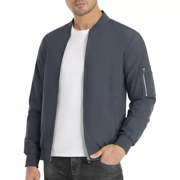 imageMAGNIVIT Mens Lightweight Bomber Jacket Windbreaker Casual Fall Spring Outdoor CoatDark Grey