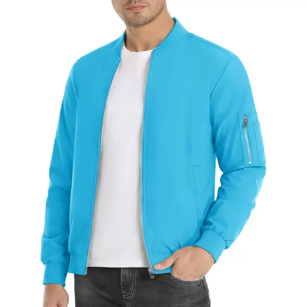 imageMAGNIVIT Mens Lightweight Bomber Jacket Windbreaker Casual Fall Spring Outdoor CoatIce Blue