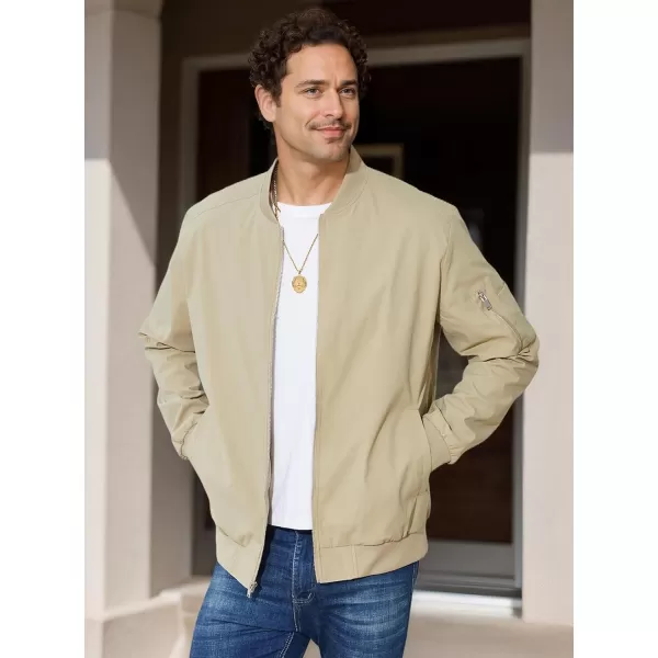 imageMAGNIVIT Mens Lightweight Bomber Jacket Windbreaker Casual Fall Spring Outdoor CoatKhaki