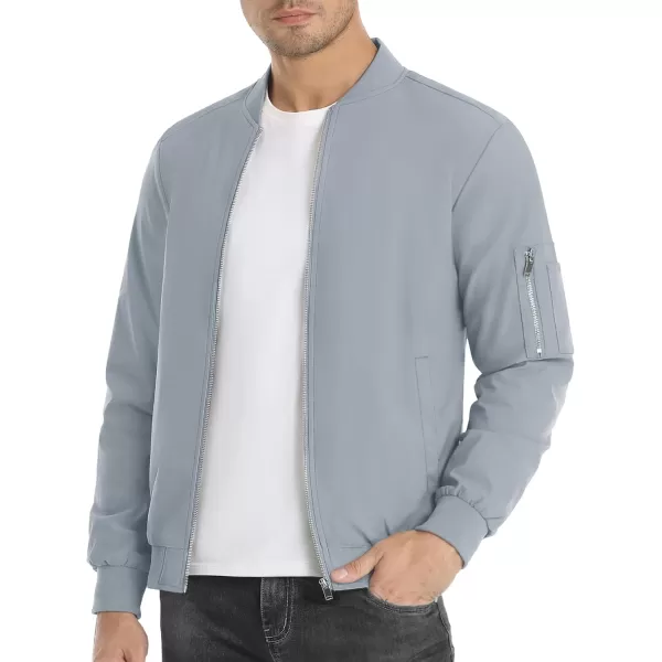 imageMAGNIVIT Mens Lightweight Bomber Jacket Windbreaker Casual Fall Spring Outdoor CoatLight Grey