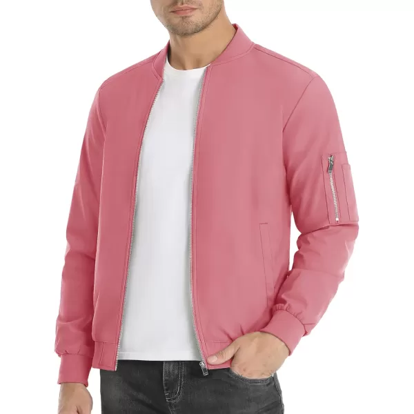 imageMAGNIVIT Mens Lightweight Bomber Jacket Windbreaker Casual Fall Spring Outdoor CoatPink