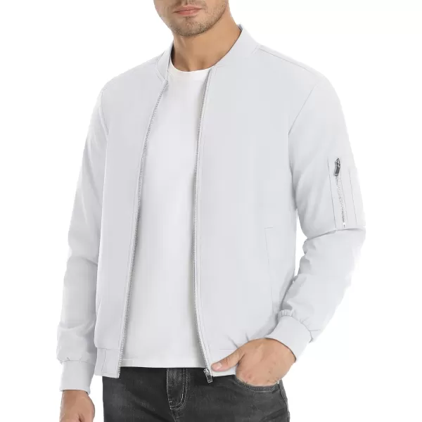 imageMAGNIVIT Mens Lightweight Bomber Jacket Windbreaker Casual Fall Spring Outdoor CoatWhite