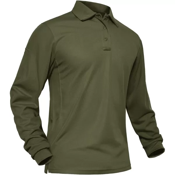 imageMAGNIVIT Mens Polo Shirts Long Sleeve Quick Dry Performance Shirt Military Tactical Army Combat Polo ShirtsArmy Green