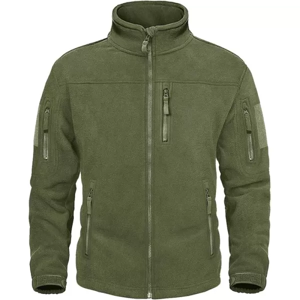 imageMAGNIVIT Mens Fleece Jackets Full Zip Tactical Jacket Fall Winter Hunting Windproof Soft Warm Polar Coats with 5 Zip PocketsArmy Green