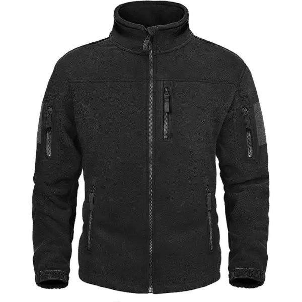 imageMAGNIVIT Mens Fleece Jackets Full Zip Tactical Jacket Fall Winter Hunting Windproof Soft Warm Polar Coats with 5 Zip PocketsBlack