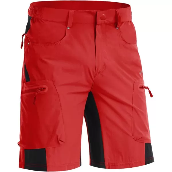 imageMAGNIVIT Mens Hiking Shorts Quick Dry Cargo Shorts Ripstop Tactical Water Repellent Work Shorts with MultiPocketsTomato Red