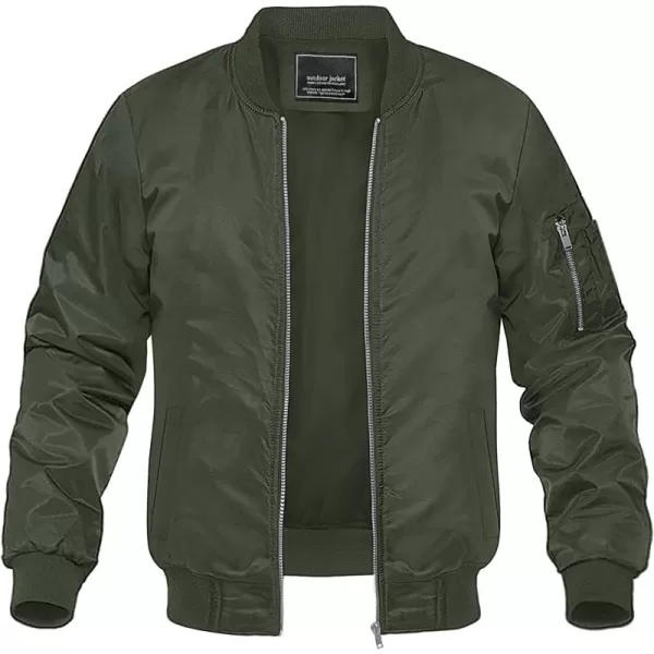 imageMAGNIVIT Mens Lightweight Bomber Jacket Windbreaker Casual Fall Spring Outdoor CoatArmy Green