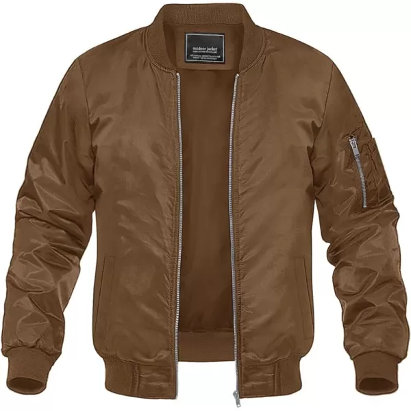 imageMAGNIVIT Mens Lightweight Bomber Jacket Windbreaker Casual Fall Spring Outdoor CoatBrown