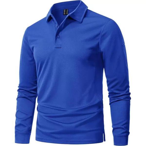 imageMAGNIVIT Mens Polo Shirts Long Sleeve Quick Dry Performance Shirt Military Tactical Army Combat Polo ShirtsBright Blue