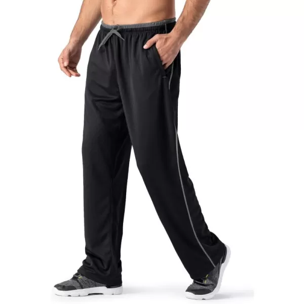 imageMAGNIVIT Mens Track Pants OpenBottom Sweatpant Performance Active Sweatpant LooseFit BlackGrey