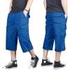 imageMAGNIVIT Mens Capri Long Elastic Cargo Shorts Below Knee Shorts 34 Cotton Cargo Casual Shorts with MultiPocketsColouredblue