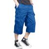 imageMAGNIVIT Mens Capri Long Elastic Cargo Shorts Below Knee Shorts 34 Cotton Cargo Casual Shorts with MultiPocketsColouredblue