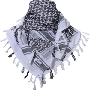 imageMAGNIVIT Cotton Keffiyeh Tactical Desert Scarf Wrap Shemagh Head Neck Arab ScarfWhite