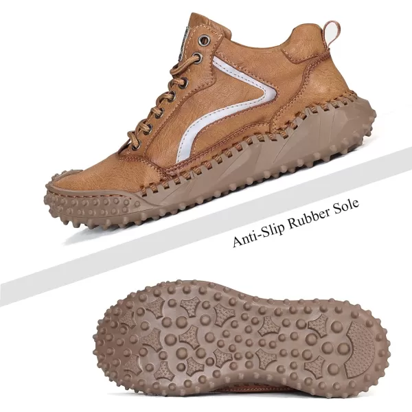 Dacomfy Mens Casual Shoes Fashion Sneakers Dress Shoes Comfortable Walking Hiking Shoes Lace Up Leather Oxfords for MenBrowna