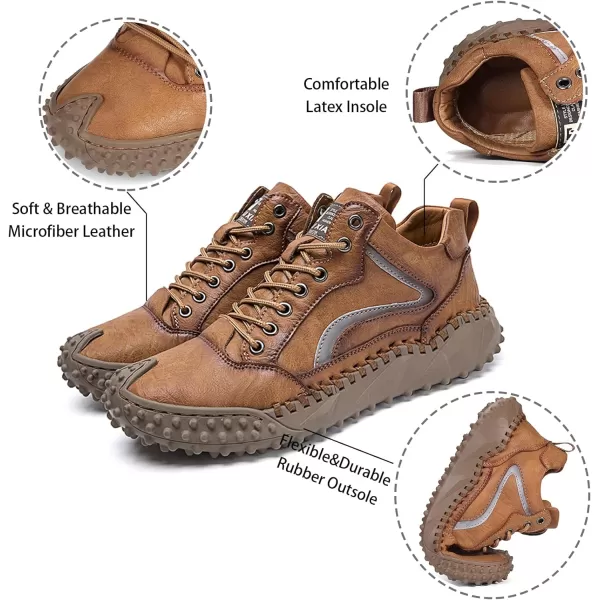 Dacomfy Mens Casual Shoes Fashion Sneakers Dress Shoes Comfortable Walking Hiking Shoes Lace Up Leather Oxfords for MenBrowna
